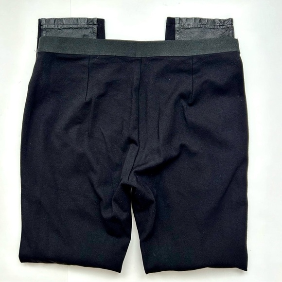 Eileen Fisher Black Lamb Leather Panel Leggings / Pants Viscose Ponte Size Small - Picture 10 of 12
